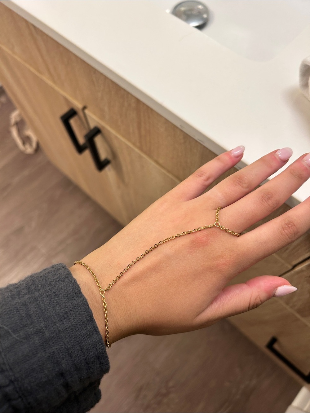 Delicate Gold Hand Chain Bracelet - Women's Jewelry